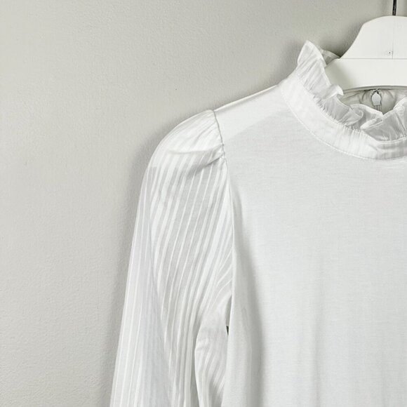 ME+EM Delicate Frill Layering Top White With Semi Sheer Sleeves - Picture 3 of 9